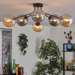 hofstein Gastor Plafonnier 74 cm Ambre, Fumé, 6 lumières