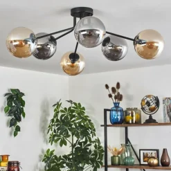 hofstein Gastor Plafonnier 74 cm Ambre, Fumé, 6 lumières