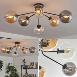 hofstein Gastor Plafonnier 74 cm Ambre, Clair, Fumé, 6 lumières
