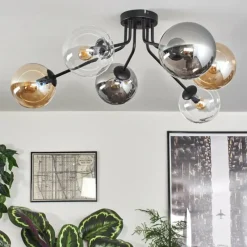 hofstein Gastor Plafonnier 74 cm Ambre, Clair, Fumé, 6 lumières