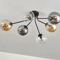 hofstein Gastor Plafonnier 74 cm Ambre, Clair, Fumé, 6 lumières