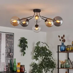 hofstein Gastor Plafonnier 74 cm Ambre, Clair, Fumé, 6 lumières