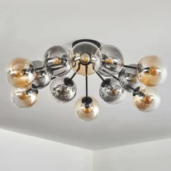 hofstein Gastor Plafonnier 91 cm Ambre, Clair, Fumé, 12 lumières