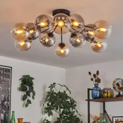 hofstein Gastor Plafonnier 91 cm Ambre, Clair, Fumé, 12 lumières