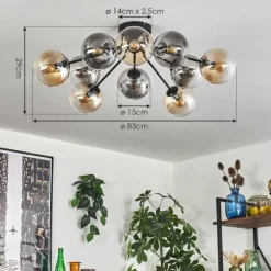 hofstein Gastor Plafonnier 83 cm Ambre, Clair, Fumé, 10 lumières