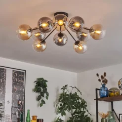 hofstein Gastor Plafonnier 83 cm Ambre, Clair, Fumé, 10 lumières