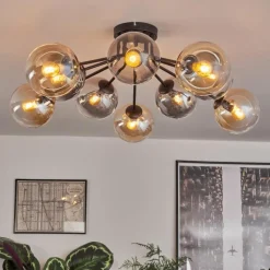 hofstein Gastor Plafonnier 83 cm Ambre, Clair, Fumé, 10 lumières