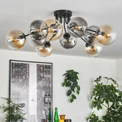 hofstein Gastor Plafonnier 83 cm Ambre, Clair, Fumé, 10 lumières