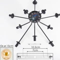 hofstein Gastor Plafonnier 83 cm Ambre, 10 lumières