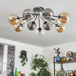 hofstein Gastor Plafonnier 91 cm Ambre, Clair, Fumé, 12 lumières