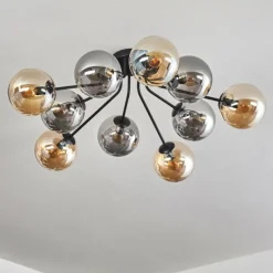 hofstein Gastor Plafonnier 83 cm Ambre, Fumé, 10 lumières