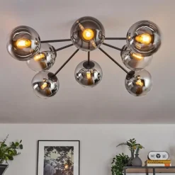 hofstein Gastor Plafonnier 87 cm Chrome, Clair, 8 lumières