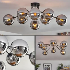 hofstein Gastor Plafonnier 87 cm Chrome, 8 lumières