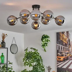 hofstein Gastor Plafonnier 87 cm Chrome, 8 lumières