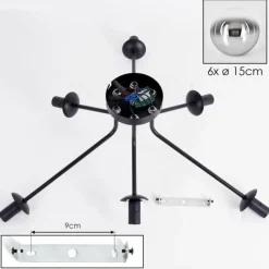 hofstein Gastor Plafonnier 74 cm Chrome, Clair, Fumé, 6 lumières