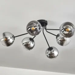 hofstein Gastor Plafonnier 74 cm Chrome, Clair, Fumé, 6 lumières