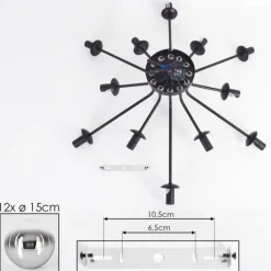 hofstein Gastor Plafonnier 91 cm Chrome, Clair, Fumé, 12 lumières