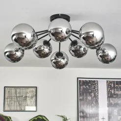 Suspension Verre Fumé-hofstein Gastor Plafonnier 83 cm Chrome, Fumé, 10 lumières