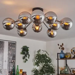 Suspension Verre Fumé-hofstein Gastor Plafonnier 83 cm Chrome, Fumé, 10 lumières