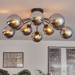 Suspension Verre Fumé-hofstein Gastor Plafonnier 83 cm Chrome, Fumé, 10 lumières