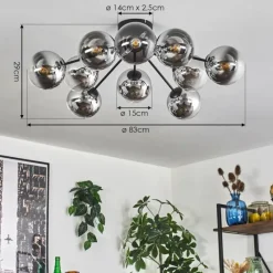 hofstein Gastor Plafonnier 83 cm Chrome, Clair, 10 lumières