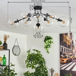 hofstein Gastor Plafonnier 87 cm Clair, 8 lumières