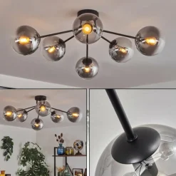 hofstein Gastor Plafonnier 74 cm Clair, Fumé, 6 lumières