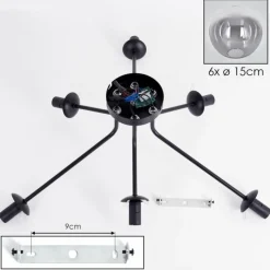 hofstein Gastor Plafonnier 74 cm Clair, Fumé, 6 lumières