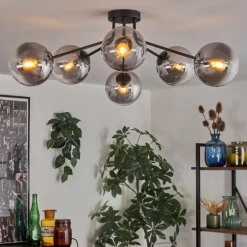 hofstein Gastor Plafonnier 74 cm Clair, Fumé, 6 lumières