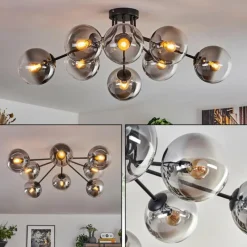 hofstein Gastor Plafonnier 87 cm Clair, Fumé, 8 lumières