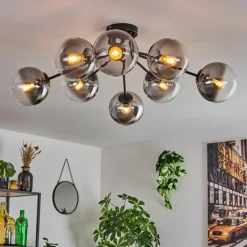 hofstein Gastor Plafonnier 87 cm Clair, Fumé, 8 lumières