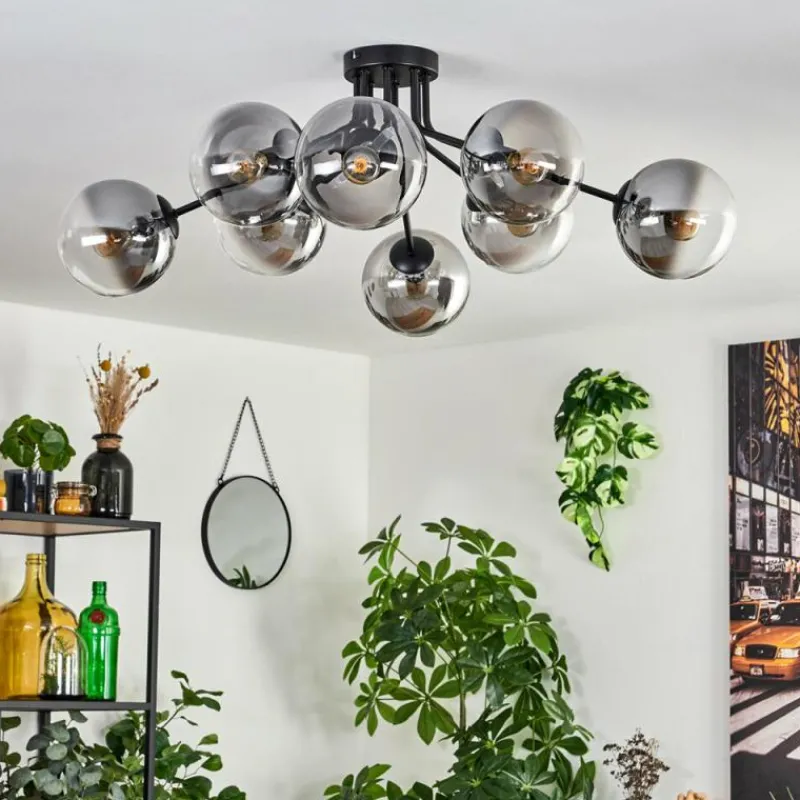 hofstein Gastor Plafonnier 87 cm Clair, Fumé, 8 lumières