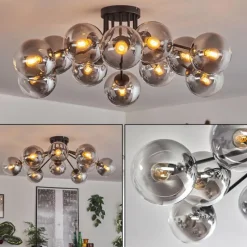 hofstein Gastor Plafonnier 91 cm Clair, Fumé, 12 lumières