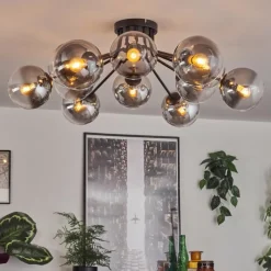 hofstein Gastor Plafonnier 91 cm Clair, Fumé, 12 lumières