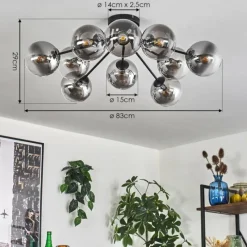 hofstein Gastor Plafonnier 83 cm Clair, Fumé, 10 lumières