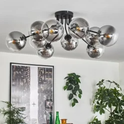 hofstein Gastor Plafonnier 83 cm Clair, Fumé, 10 lumières