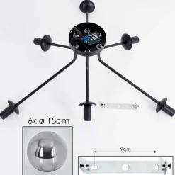 hofstein Gastor Plafonnier 74 cm Fumé, 6 lumières