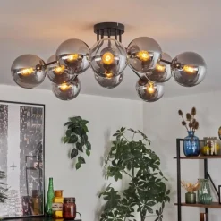 hofstein Gastor Plafonnier 83 cm Fumé, 10 lumières