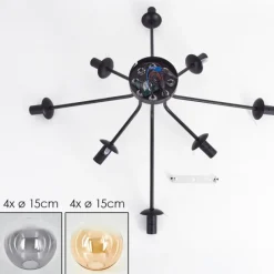 hofstein Gastor Plafonnier 87 cm Noir, 8 lumières
