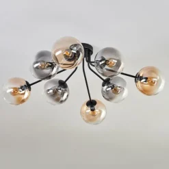 hofstein Gastor Plafonnier 87 cm Noir, 8 lumières