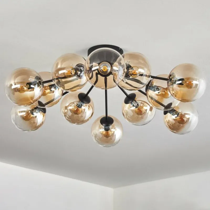 hofstein Gastor Plafonnier Ambre, Clair, 12 lumières
