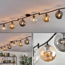 hofstein Gastor Plafonnier, Boule lumineuse Ambre, Clair, Fumé, 6 lumières