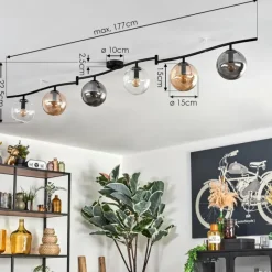 hofstein Gastor Plafonnier, Boule lumineuse Ambre, Clair, Fumé, 6 lumières