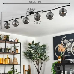 hofstein Gastor Plafonnier, Boule lumineuse Chrome, Fumé, 6 lumières