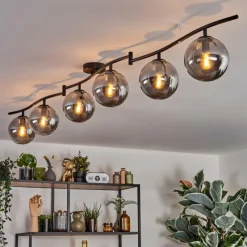 hofstein Gastor Plafonnier, Boule lumineuse Chrome, Fumé, 6 lumières