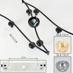 hofstein Gastor Plafonnier, Boule lumineuse Ambre, Clair, Fumé, 6 lumières