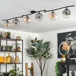 hofstein Gastor Plafonnier, Boule lumineuse Ambre, Clair, Fumé, 6 lumières