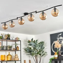 hofstein Gastor Plafonnier, Boule lumineuse Ambre, 6 lumières