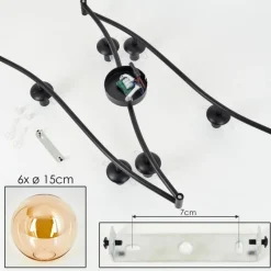 hofstein Gastor Plafonnier, Boule lumineuse Ambre, 6 lumières