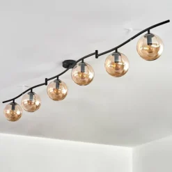 hofstein Gastor Plafonnier, Boule lumineuse Ambre, 6 lumières